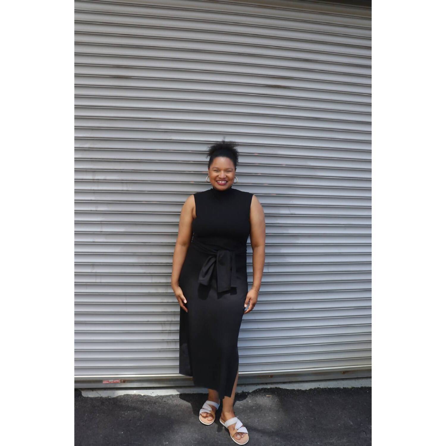 New Vincetta Hemp Column Maxi Dress In Black